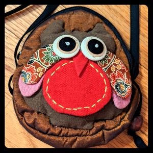 Small owl bag- small purse of kids bag- long strap